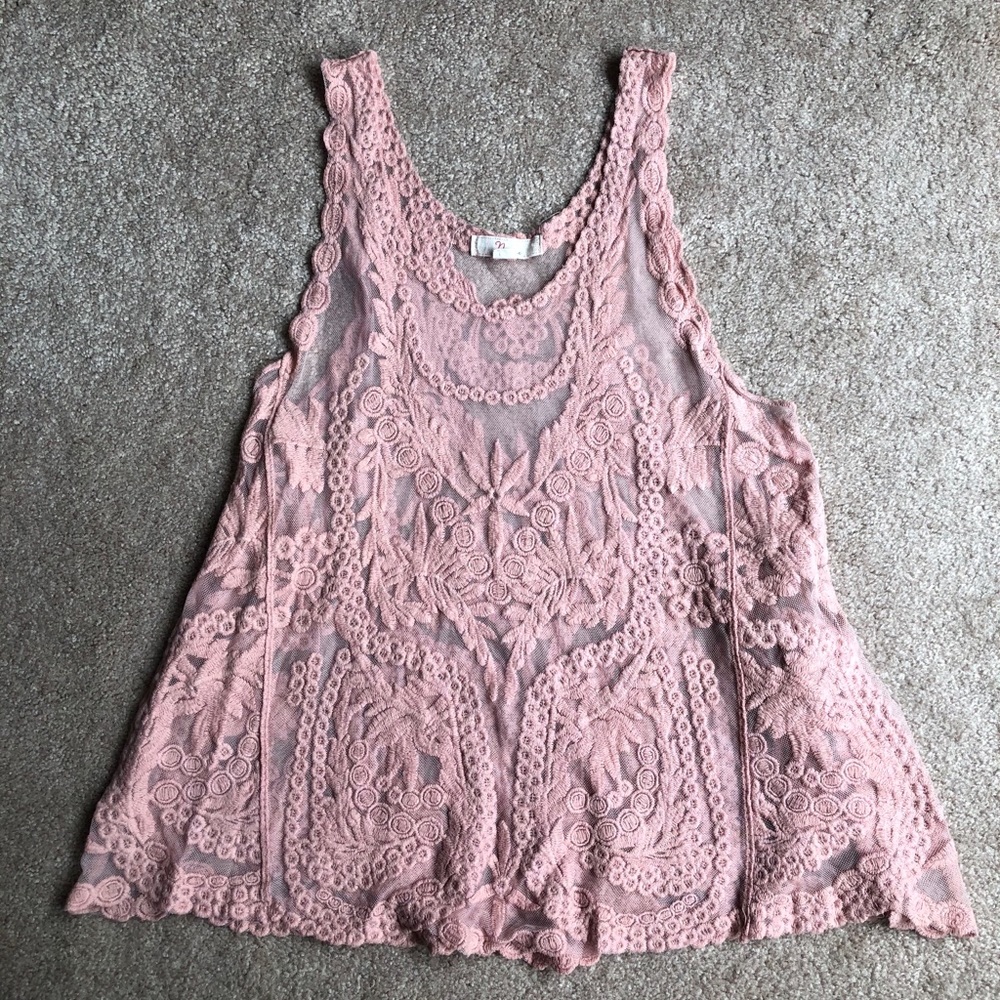 Nabee Pink lace tank top